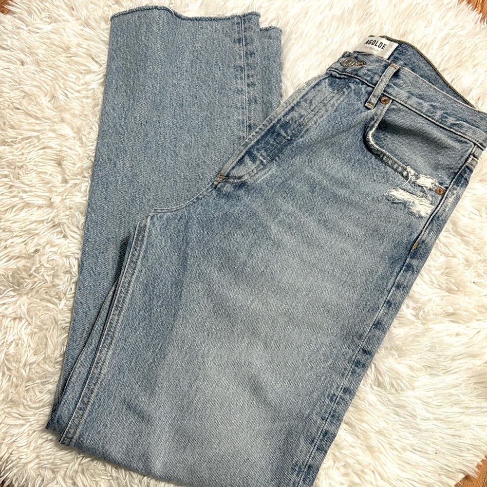 Agolde Women's High Rise Jeans in Light Blue